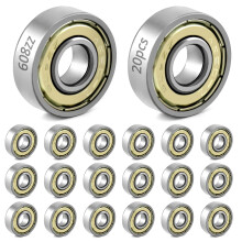 QWORK 20 Packs 608zz ball bearing, Longboard Roller Skate Bearing, for skateboards, scooters, inline skates, 8mm x 22mm x 7mm