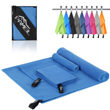 Pameil Microfibre Towel3 Set80 x 40cm x2 160 x 80cm Large MicrofibreQuick Dry TowelGym Workout Travel Swimming Beach Camp Outdoor Hiking Light blue