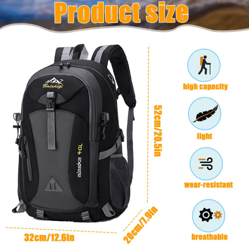 40L Hiking Backpack Lightweight Water Resistant Daypack with Padded 1