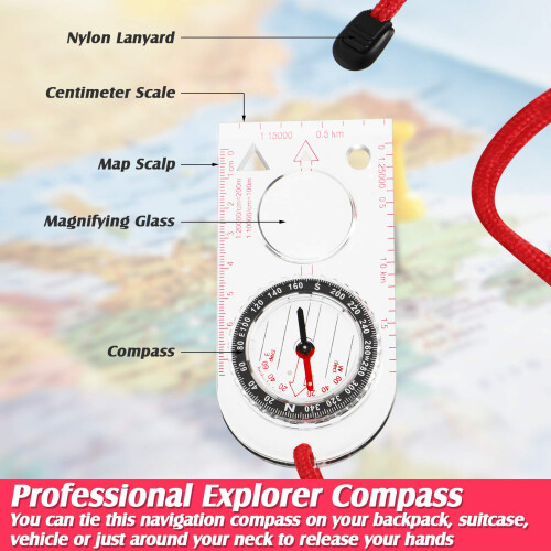 Navigation Compass Orienteering Compass Hiking Compass with Adjustable Decl 2