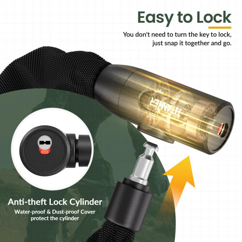 Titanker Bike Chain Lock, Heavy Duty Bicycle Locks, High Security 2