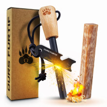 Survival Flint and Steel - Fire Starter Ferrocerium XL 10mm - Light More Than 15,000 Fires Ferro Rod - Firelighter Included - Firestarter Survival Ki