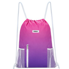 WANDF Drawstring Backpack Sports Gym Sackpack with Mesh Pockets Water Resistant String Bag for Women Men Children (Rose Red)