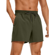 CRZ YOGA Men's Linerless Workout Shorts - 5'' Lightweight Quick Dry for Running Sports Athletic Gym with Pockets Dark Olive Large