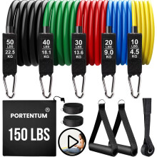 Resistance Bands Weight Building Kit 150 lbs 12 Elastic Bands for