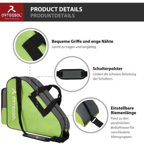 Blackace arteesol Roller Skate Bag,Ice Skate Bag,Inline Skate Bag for 2