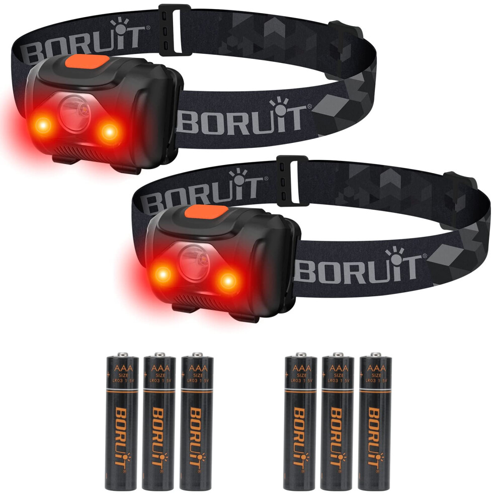 Photos - Flashlight Boruit LED Head Torch Red White Light Headlamp  AAA Battery Super Bright 4 Mode Headtorch for Kids Adult Camping Run [2 Pack]