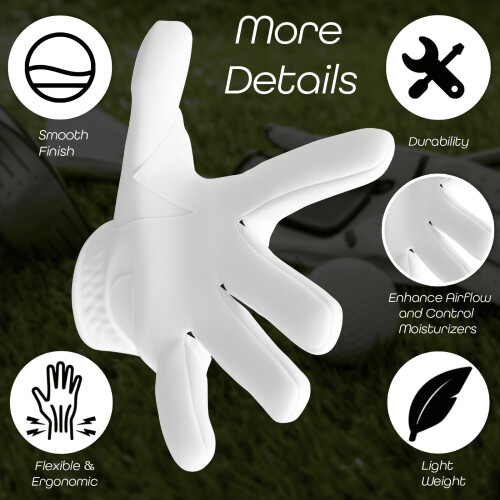 Katx Men's Full Finger Golf Glove Durable Premium Leather Left Hand 2
