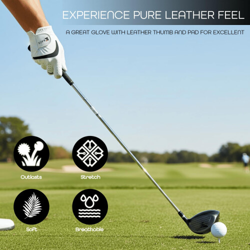Katx Men's Full Finger Golf Glove Durable Premium Leather Left Hand 1