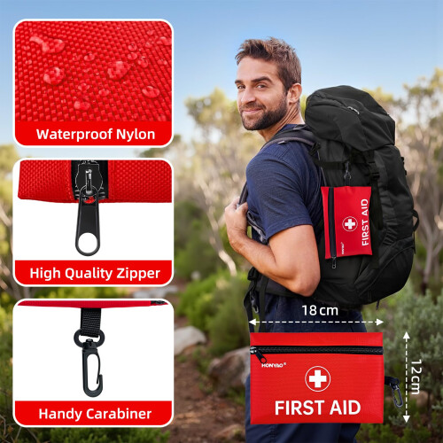 HONYAO First Aid Kit, 105 Pieces Small First Aid Kit, Includes 2