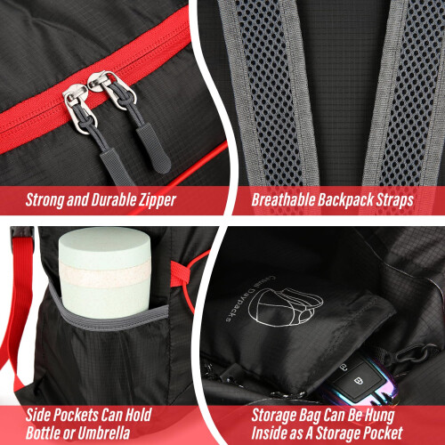 Sahunfri 2 Pcs Ultra Lightweight Backpack, Foldable Backpack Water Resistant Tra 2