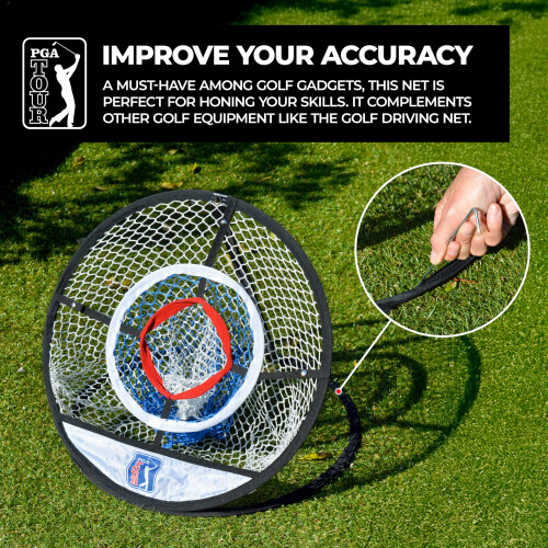 PGA TOUR Perfect Touch Chipping Net - 3 Ring Net for Wedge Practice, 1