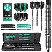 Harrows NX Elite 90% Tungsten Steel Tip Darts Set I 21g to 26g All Weights Available I Huge 17pcs Bundle with Supergrip Shafts, Quantum Flights & Trav