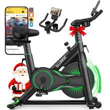SLUNSE Exercise Bike for Home Use Adjustable Magnetic Resistance Spin bike with Smart APP Home Gym Equipment Stationary Bike with Dumbbell Rack LCD