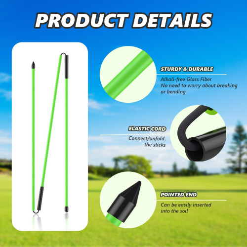 flintronic Golf Alignment Stick, 2PCS Golf Practice Training Aid, Collapsible Golf Practice Rods for Aiming, Putting, Full Swing, Posture Corrector, 2