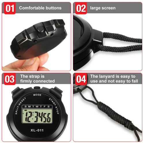 3 Pieces Sports Stopwatch Timer Multi Function Sport Digital Stop watch Lar 2