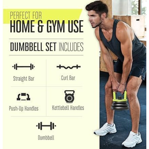 Strongway Adjustable 6 in 1 Dumbbell Straight and Curl Barbell 2