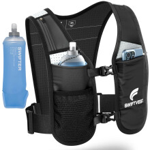 SWIFTVEST Running Vest for Women Men, INCLUDED - 500ml Soft Flask Water Bottle, Lightweight Reflective Phone Holder, Hydration Vest, Adjustable Unisex