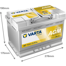VARTA A7 AGM VRLA 12V 70AH 760A Car Battery Fits FORD DS7T10655FA CHECK SIZE