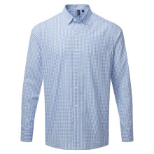 (M, Light Blue/White) Premier Mens Maxton Checked Long-Sleeved Shirt