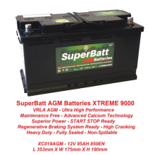 SuperBatt VRLA AGM 019 017 Car Battery 12V 95AH 850EN BMW 61217575575