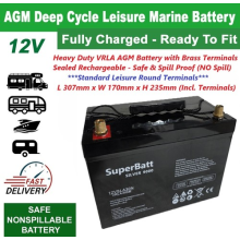 AGM Deep Cycle Leisure Battery 12V 130AH 12VSLA30N Caravan Motorhome Marine Boat