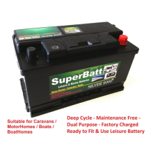 12V 100AH Leisure Marine Battery Low Height Low Profile SuperBatt S100