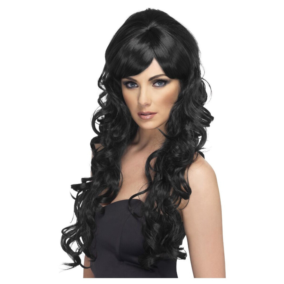 Smiffys Unisex Black (One Size, ) Womens/Ladies Pop Starlet Wig