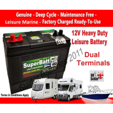 12V 120AH SuperBatt DT120 Deep Cycle Leisure Marine Battery Dual Posts