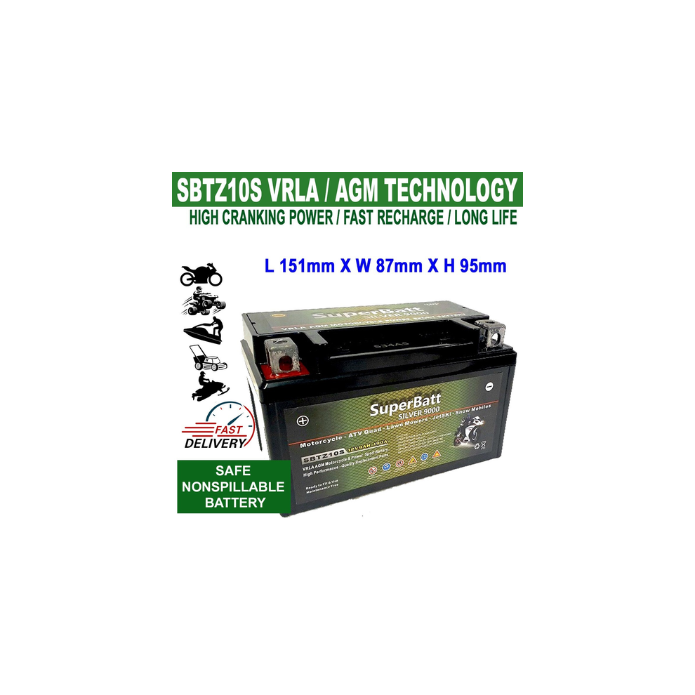 Superbatt Sbtz10s Ytz10s Vrla Agm High Power Motorcycle Battery 12V 9Ah 190A 33337913