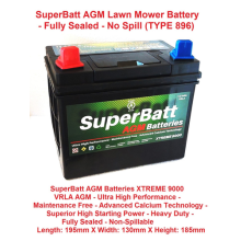 12V 32AH SuperBatt 32AGMR 896 VRLA AGM Lawn Mower Battery Fully Sealed No Spill