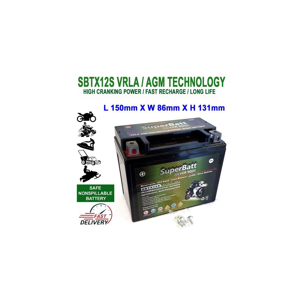 Honda Sbtx12s Cbr 1100 Xx Blackbird 9600 Agm Battery Replaces Ytx12bs