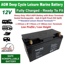 12V 110AH Leisure Marine Sealed AGM Battery Low Height Low Profile 12VSLA35N