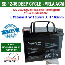12V 36AH 33AH 34AH 35AH SB1236 Deep Cycle VRLA AGM Battery Golf Trolley