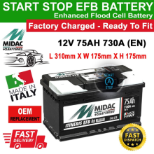 MIDAC IT4B EFB Car Battery Stop Start 12V 75Ah 730A FORD TRANSIT BUS MADE IN EU