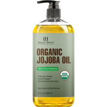 Botanic Hearth Organic Jojoba Olie (Styling Olie, 8 fl oz) | 100% Pu, Koudgeperst & Hexaanvrij | Ideaal voor Huid, Haar & Nagels