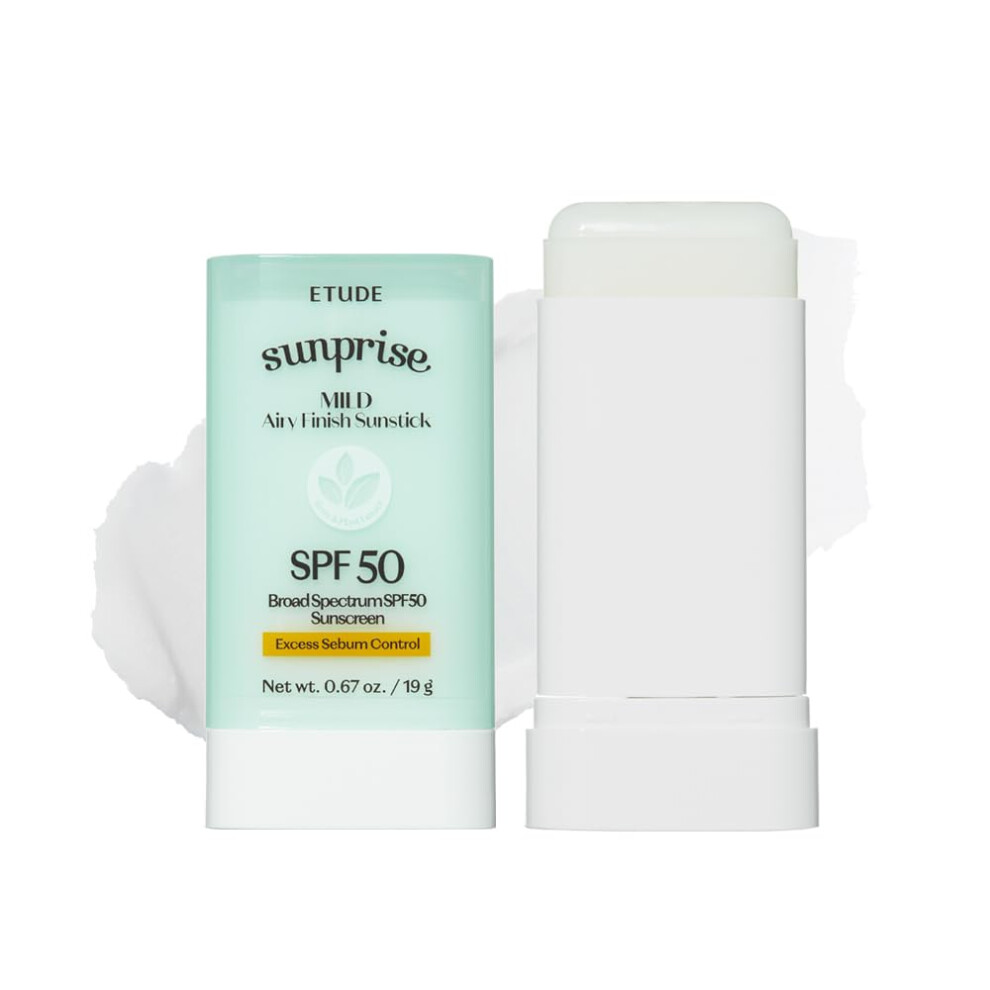 Etude Light Sunprise Mild Airy Finish Sunstick Spf50+ Pa++++ Powdery Sunscreen, Vegan, Non-Greasy, Sebum Control, Matte Finish, Sensitive Skin Friendly, 19G