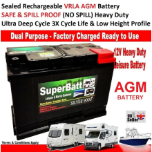 12V 110AH AGM110L AGM LEISURE BATTERY HEAVY DUTY LOW HEIGHT 100AH DUAL PURPOSE