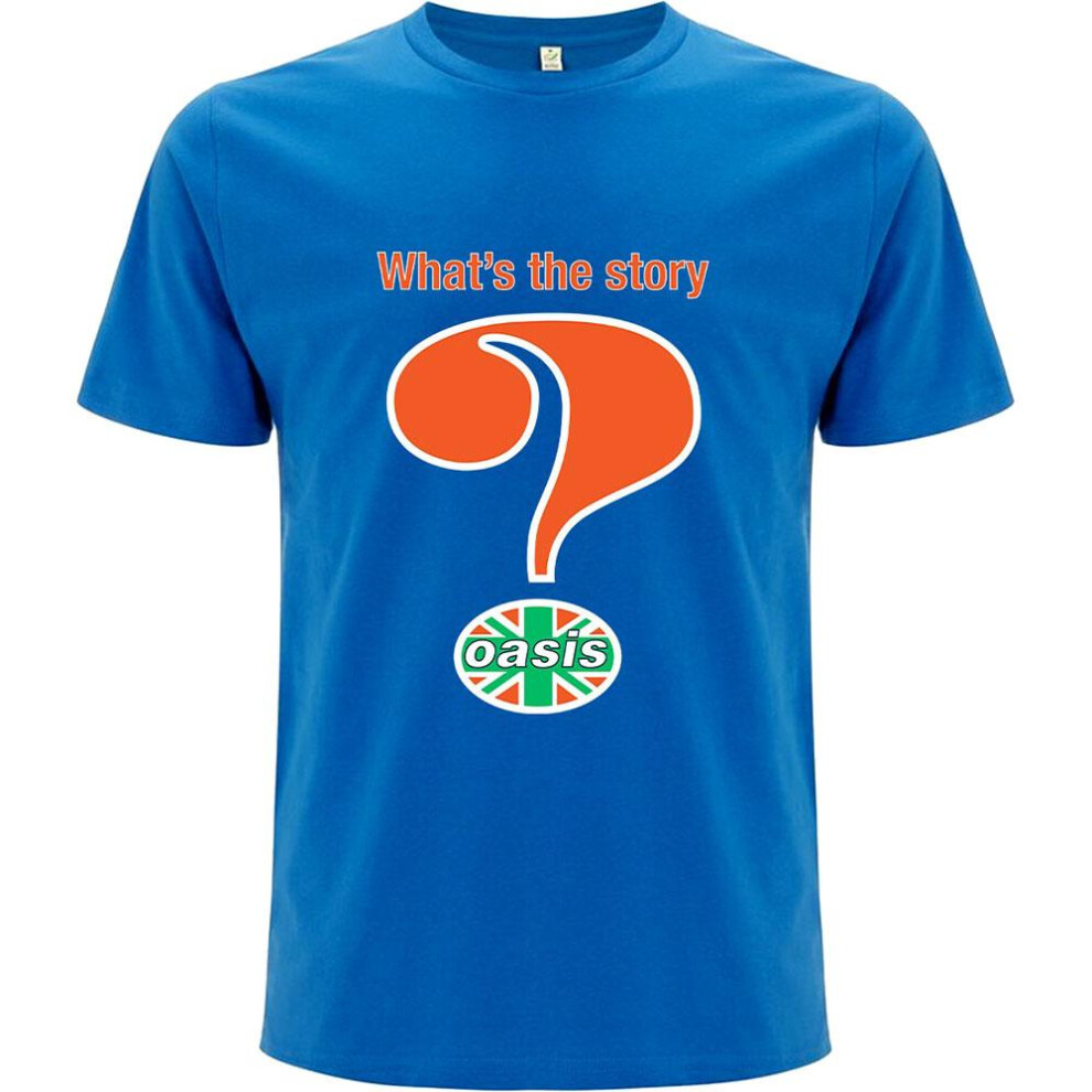 Oasis (L, ) Unisex Adult What's The Story Question Mark T-Shirt Blue