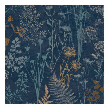 Superfresco Easy Navy & Copper Metallic Organics Floral Wallpaper