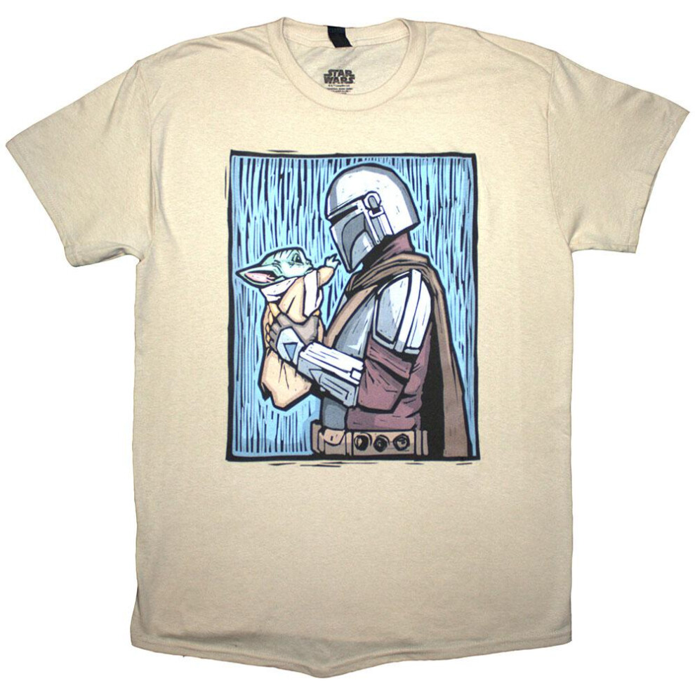 Star Wars (Xxl, ) Unisex Adult The Mandalorian Holding Grogu T-Shirt White