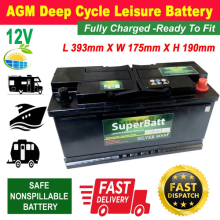 12V 140AH AGM140L Deep Cycle Leisure Battery Low Height L393mm X W175mm X H190mm