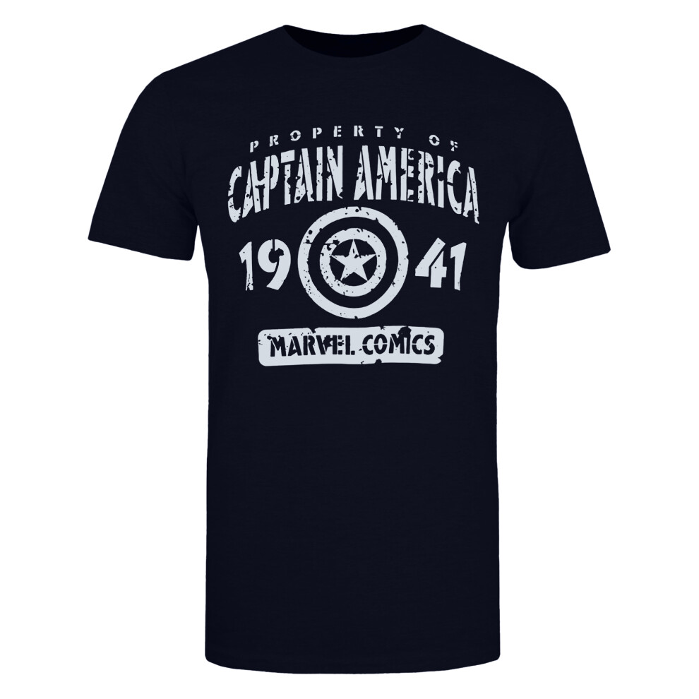 Marvel Mens Property Of Captain America T-Shirt White