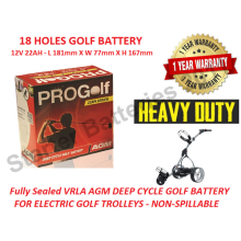 PRG22 12V 22AH AGM 18 Holes GOLF BATTERY Hillbilly Motocaddy Caddymatic Pulsar