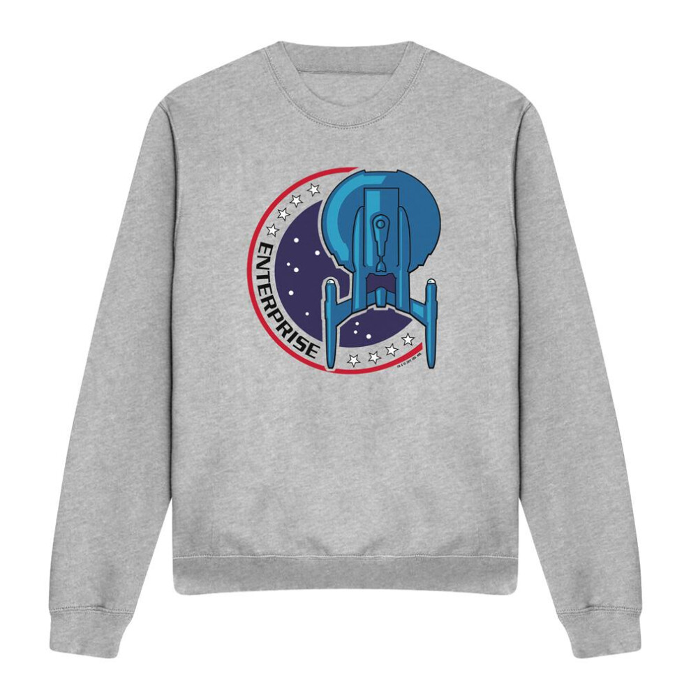 Star Trek (S, Sport Heather) Unisex Adult Enterprise Patch Sweatshirt Multicoloured