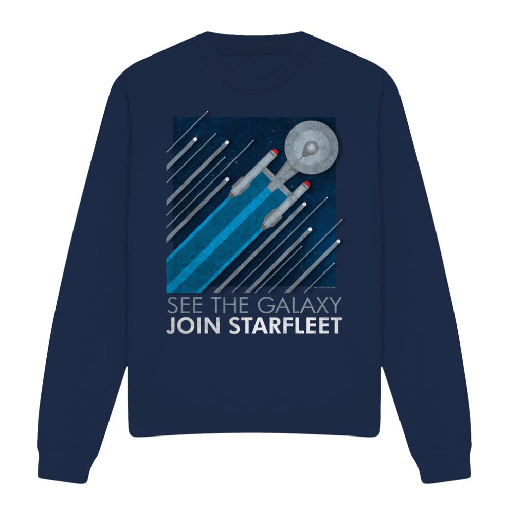 Star Trek (Xl, Navy) Unisex Adult Starfleet Recruitment Poster Sweatshirt Blue,Multicoloured