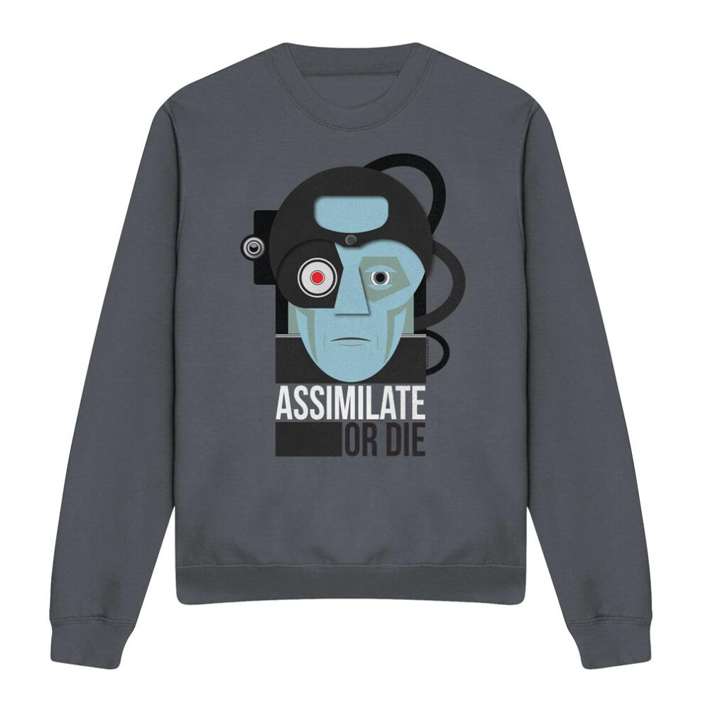 Star Trek (Xl, Charcoal) Unisex Adult Assimilate Or Die Sweatshirt