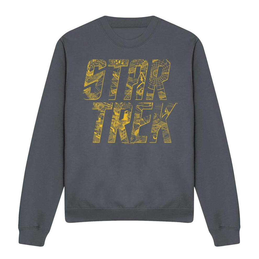 Star Trek (L, Charcoal) Unisex Adult Schematic Logo Sweatshirt Multicoloured