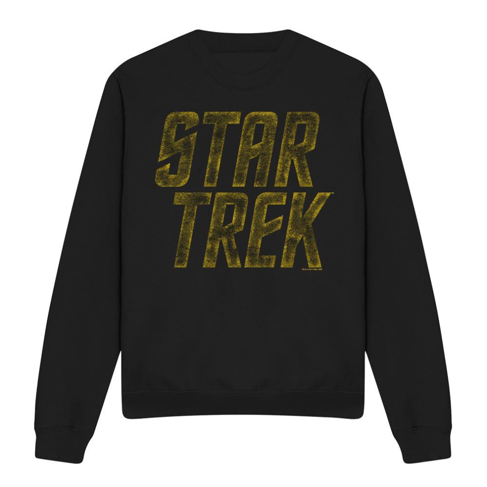 Star Trek (M, ) Unisex Adult Distressed Logo Sweatshirt Black