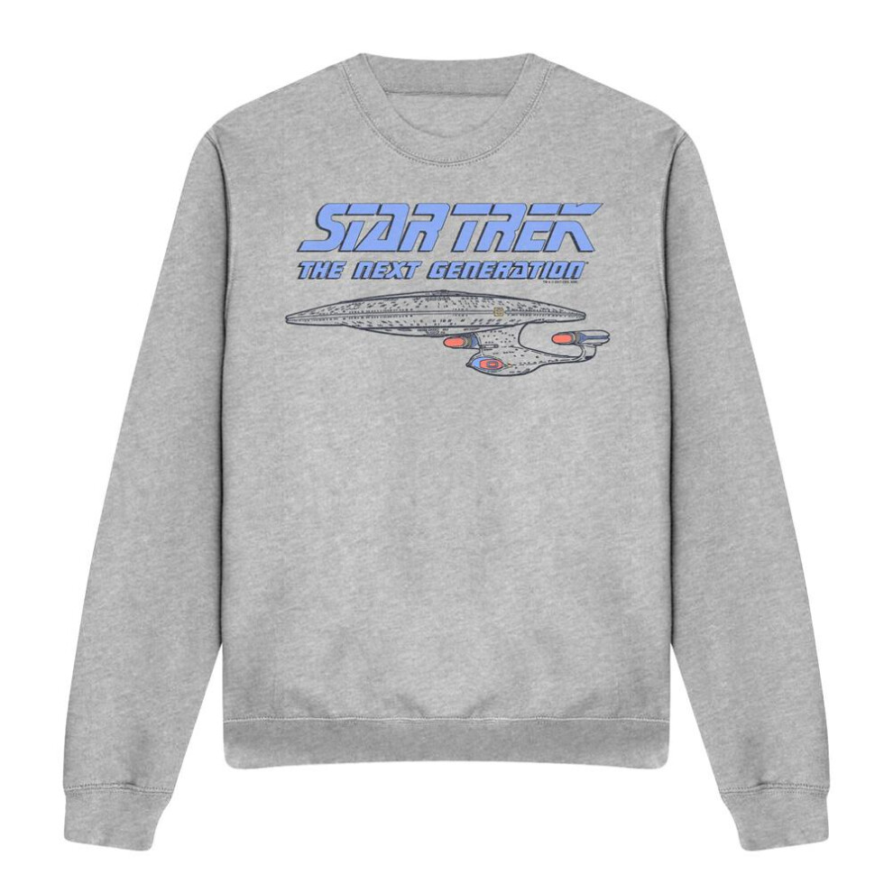 Star Trek (M, Sport Heather) Unisex Adult The Next Generation Distressed Sweatshirt Multicoloured
